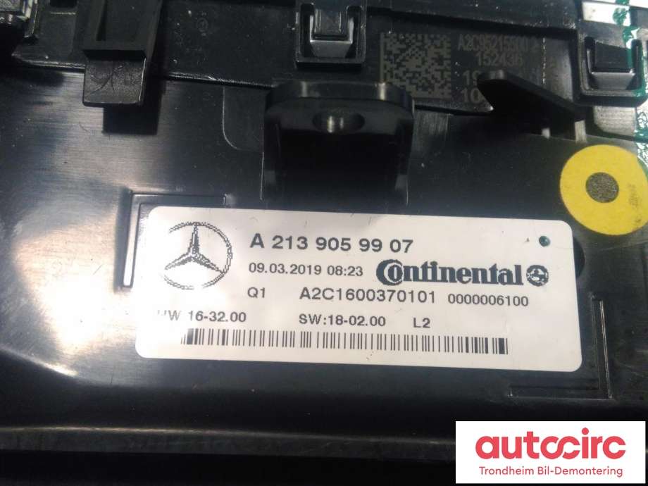 Varmeapparat betjening til Mercedes E-Klasse 2016-2023 (W213) (W213) (CONTINENTAL|A2139059907|A2C1600370101|)