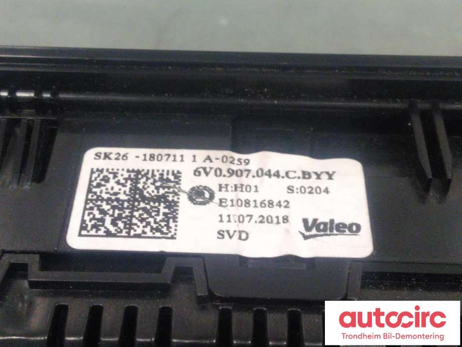 Varmeapparat betjening til Škoda Fabia 2014-2021 (Type III) (VALEO|6V0907044C|6V0907044D|6V0907044C BYY)