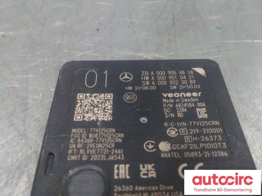 Sensor radar til Mercedes EQS SUV 2022-->> (X296) (X296) (HØYRE BAK|A0009054818|A0009054519|A 000 905 45 19| A 000 905 48 18)
