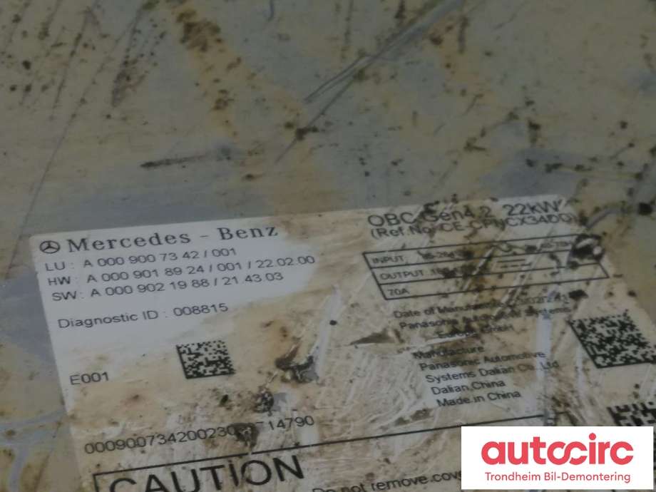 Batterilader (OBC - On Board Charger) til Mercedes EQS SUV 2022-->> (X296) (X296) (MERCEDES-BENZ|A0009007342|A0009003846|)