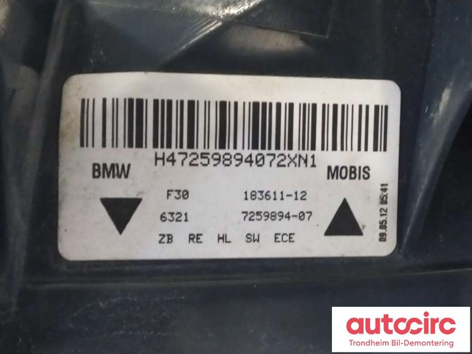 Baklykt høyre ytre til BMW 3-Serie 2012-2018 (F30/F31/F34) (F30/F31/F34) (..|63217312846|63217259894|7312846)