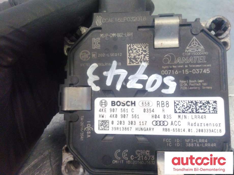 Sensor radar til Audi e-tron 2018-->>  (BOSCH|4KE907561C|4KE 907 561 C|0203303117)