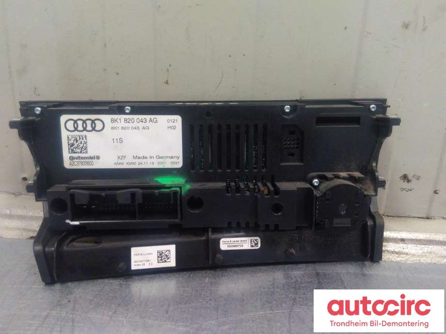 Varmeapparat betjening til Audi A4, Allroad 2009-2016 (Type I) (B8) (B8) (..|8K1820043AG|8K1 820 043 AG|A2C37833500)