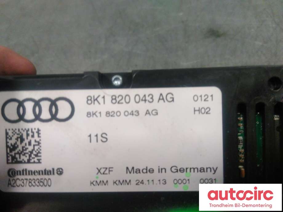 Varmeapparat betjening til Audi A4, Allroad 2009-2016 (Type I) (B8) (B8) (..|8K1820043AG|8K1 820 043 AG|A2C37833500)