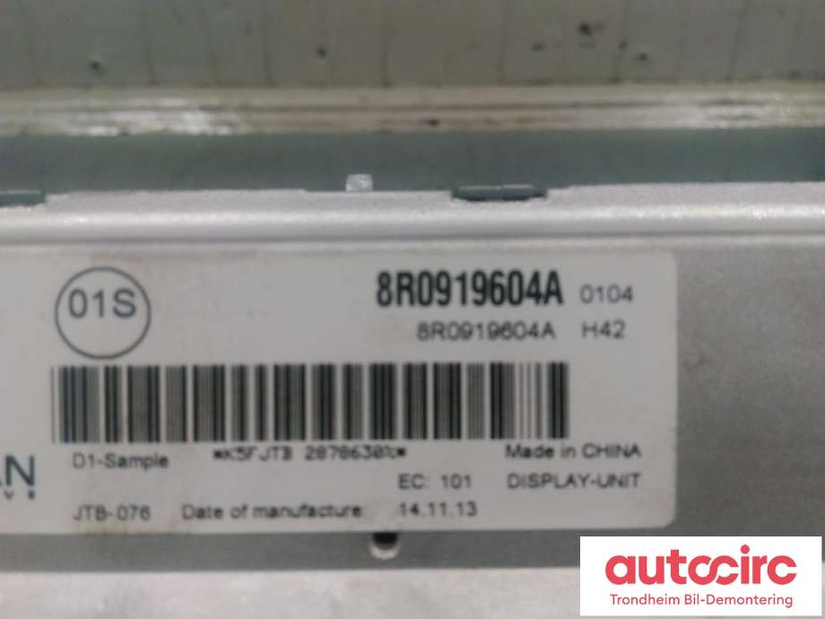 Bilstereo navigasjon skjerm til Audi A4, Allroad 2009-2016 (Type I) (B8) (B8) (HARMAN AUTOMOTIVE|8R0919604A|8R0 919 604 A|)