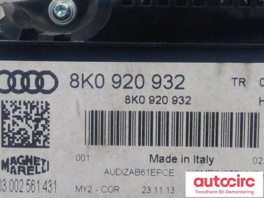 Instrumentpanel til Audi A4, Allroad 2009-2016 (Type I) (B8) (B8) (MAGNETI MARELLI|8K0920932|8K0 920 932|503002561431| 503.002.561.431)