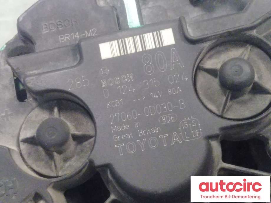 Dynamo til Toyota Avensis 2000-2003 (Type I, Fase 2)  (BOSCH|270600D030B|0124315024|270600D030| 270600D03084)