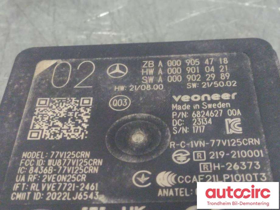 Sensor blindsone til Mercedes EQS SUV 2022-->> (X296) (X296) (HØYRE SIDE FORAN|A0009054718|A0009054419|A 000 905 44 19| A 000 905 47 18| 77V125CRN)