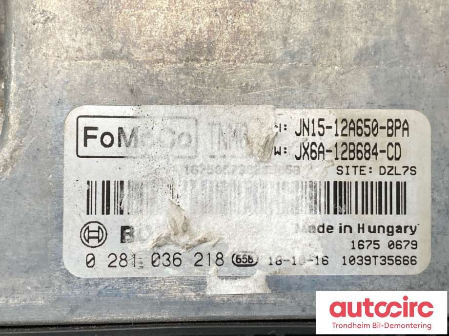 Styreenhet motor til Ford Ecosport 2016-->>  (BOSCH|2235248|RMJX6A-12A650-CC|JN15-12A650-BPA| JX6A-12B684-CD| 0 281 036 218)