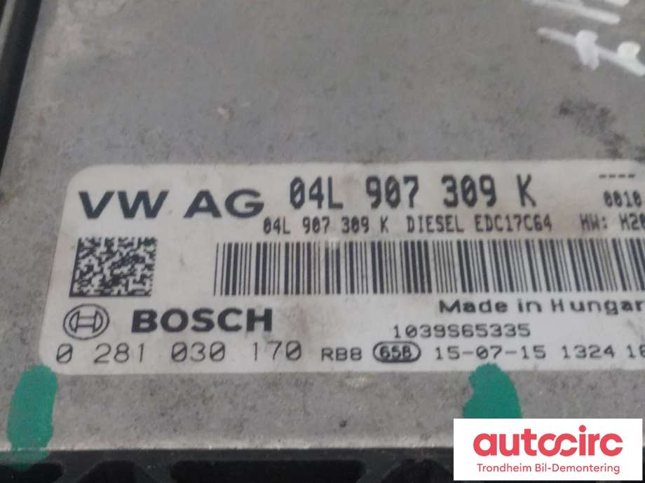 Styreenhet motor til VW Caddy 2015-2020 (Type III, Fase 3) (BOSCH|04L907309K|04L906016CC|0281030170)
