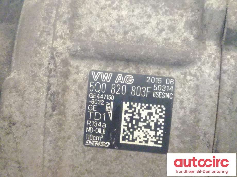 Aircondition kompressor til VW Caddy 2015-2020 (Type III, Fase 3) (DENSO|5Q0820803F|GE4471506032|5Q0820803K)