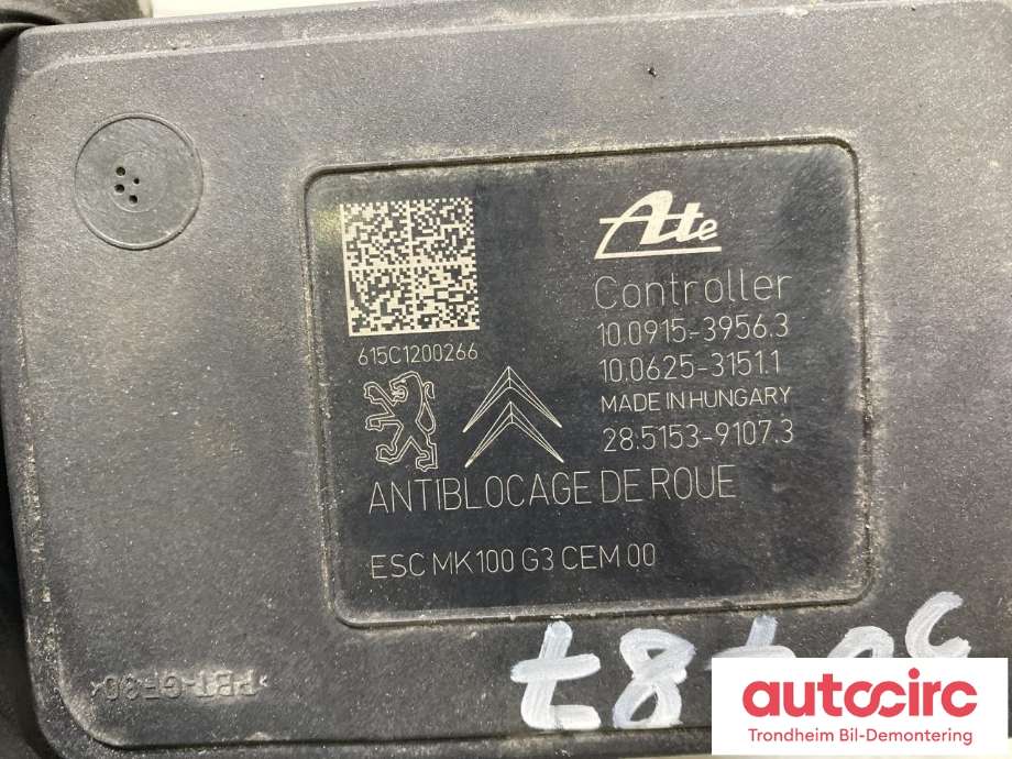 ABS sentral til Peugeot 2008 2013-2019 (Type I)  (ATE|9814482780|1616773280|1617387780| 16 167 732 80| 16 173 877 80| 98 144 827 80)