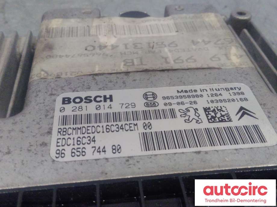 Styreenhet motor til Peugeot 3008 2009-2016 (Type I) (BOSCH|9665674480|1943QW|1943 QW| 96 656 744 80| 0281014729)