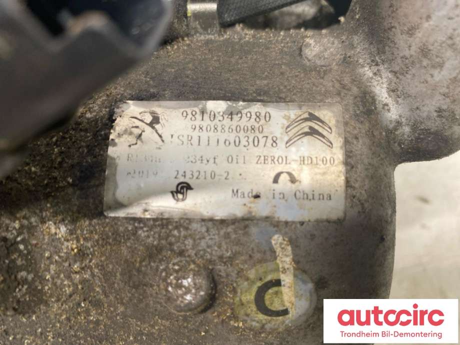 Aircondition kompressor til Toyota Proace City 2020-->>  (SU001A7274|SU001A7752|9810349980| 9808860080)