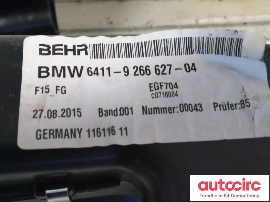 Varmeapparat motor bak til BMW X5 2013-2018 (F15) (F15) (BEHR|9266627|64119272626|64 11 9 272 626| EGF704)