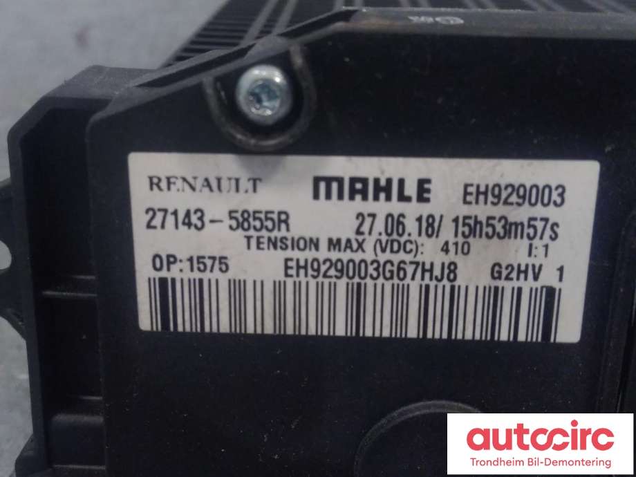 Varmeapparat PTC-heater til Renault Zoe 2013-2019 (Fase 1)  (MAHLE|271435855R|)