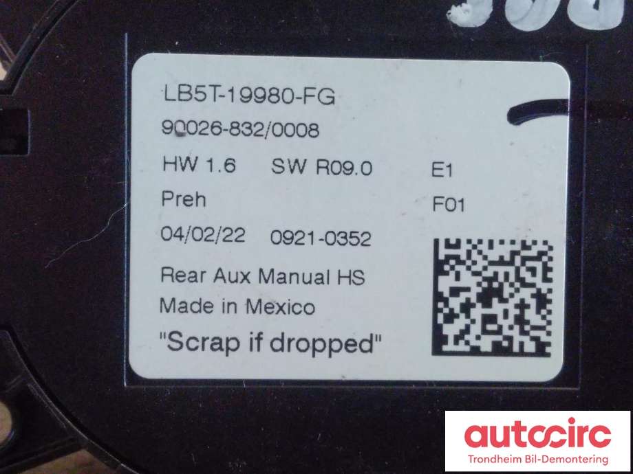 Varmeapparat betjening bak til Ford Explorer 2020-->>  (...|LB5T-19980-FG|2666397|)