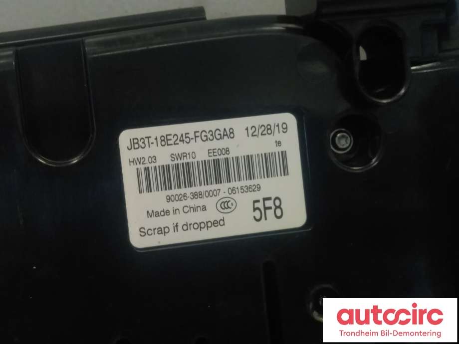 Varmeapparat betjening til Ford Ranger / Ranger Raptor 2015-2022 (...|JB3T-18E245-FG3GA8|2502139|2556035| JB3T-18E245-FH3GA8)