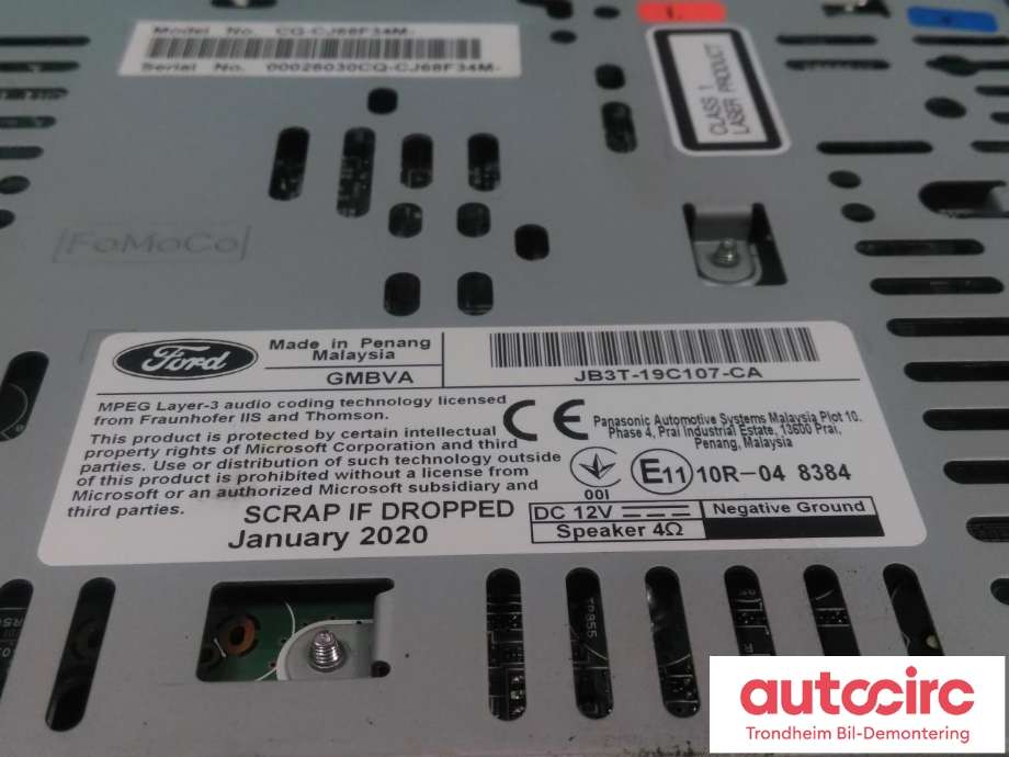 Bilstereo navigasjon til Ford Ranger / Ranger Raptor 2015-2022 (2348272|JB3T-19C107-CA|)