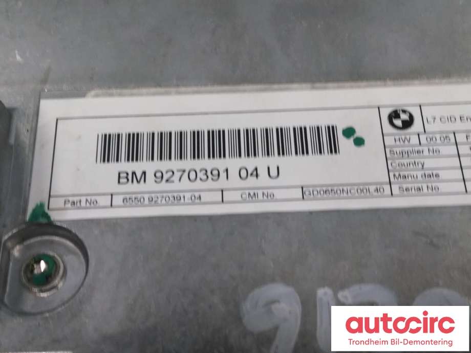 Bilstereo navigasjon skjerm til BMW 1-Serie 2011-2015 (Fase 1) (F20/F21) (F20/F21) (TPO|9270391|65509270391|)