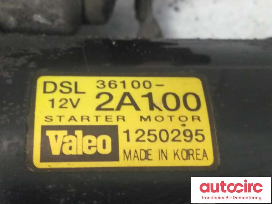 Starter diesel til Hyundai i30 2007-2012 (Type I)  (VALEO|36100-2A100|361002A100|1250295)
