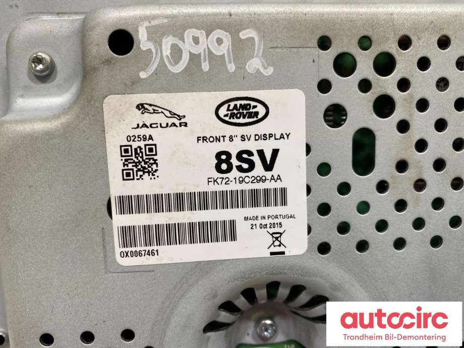 Bilstereo navigasjon skjerm til Jaguar XE 2015-->>  (..|FK72-19C299-AA|T2R17628|J9C12401| FK7219C299AE| FK7219C299AA)