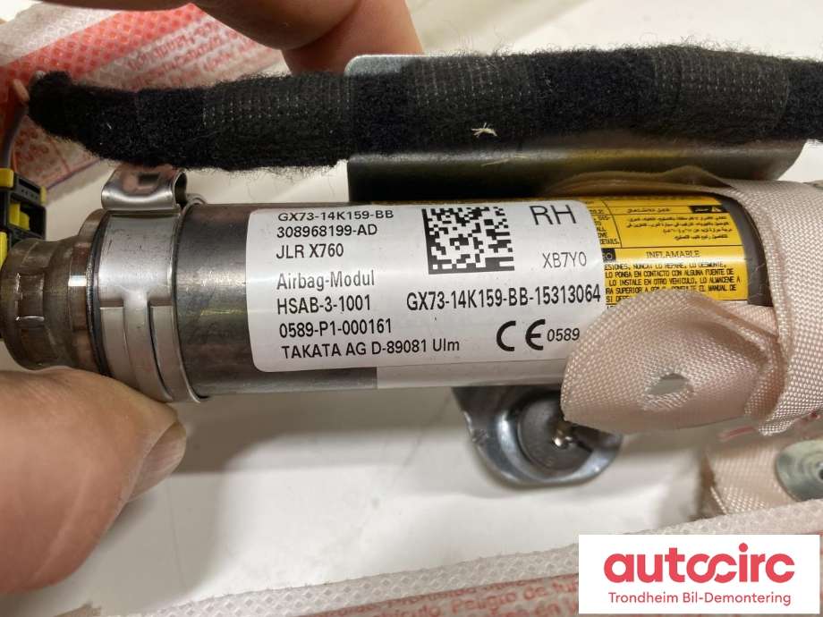 Airbag gardin høyre til Jaguar XE 2015-->> (..|GX73-14K159-BB|T4N5338|GX7314K159BC| GX7314K159BB)