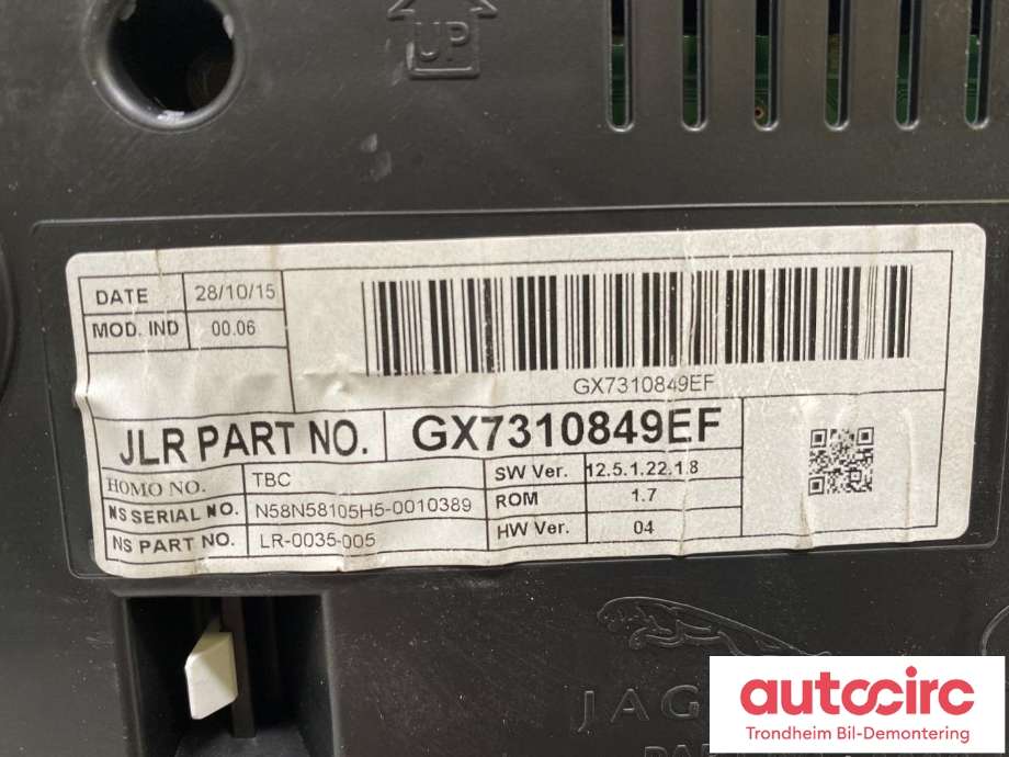 Instrumentpanel til Jaguar XE 2015-->>  (..|GX73-10849-EF|T4N13864|GX7310849EH| GX7310849EF)