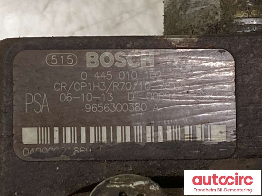 Dieselpumpe til Peugeot 307 2005-2008 (Fase 2)  (BOSCH|1920HT|1921Q5|96563000380 A| 0 445 010 102)