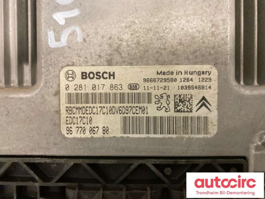 Styreenhet motor til Citroën Berlingo 2008-2015 (Type II, Fase 1) (BOSCH|1606870680|1606870780|96666729580| 0281017863)