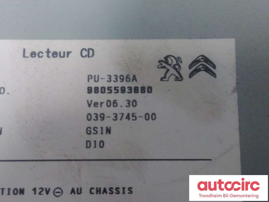 Bilstereo CD-veksler til Peugeot 308 2013-2021 (Type II)  (CLARION CO.|9805593680|1610916280|1629118180)