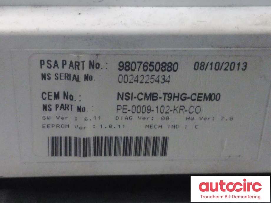 Instrumentpanel til Peugeot 308 2013-2021 (Type II) (PSA|9807650880|1611376780|1614174280)