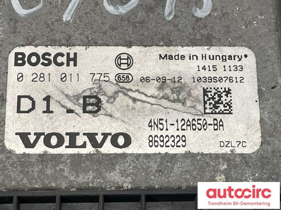 Styreenhet motor til Volvo V50 2004-2007 (Fase 1)  (BOSCH|36000595|0 281 011 775|8692329| 4N51-12A650-BA)