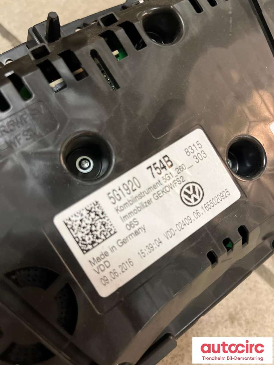 Instrumentpanel til VW Golf VII 2017-2020 (Fase 2)  (VDO|5G1920754B|)