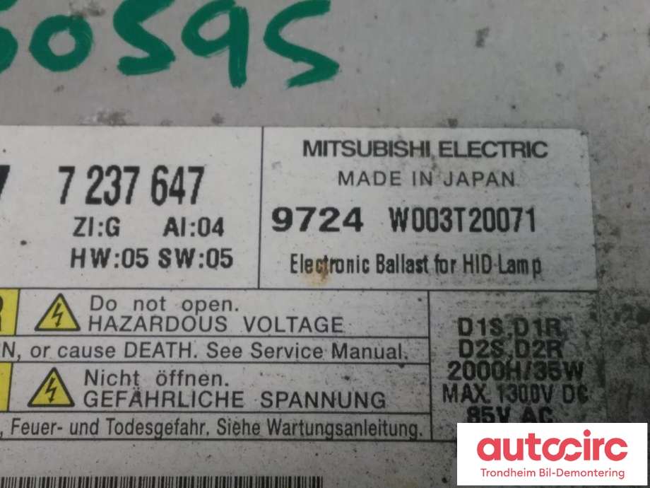 Styreenhet xenon/ballast til BMW 3-Serie 2005-2011 (E90/E91/E92/E93) (E90/E91/E92/E93) (MITSUBISHI ELECTRIC|7237647|7318327|63117318327)