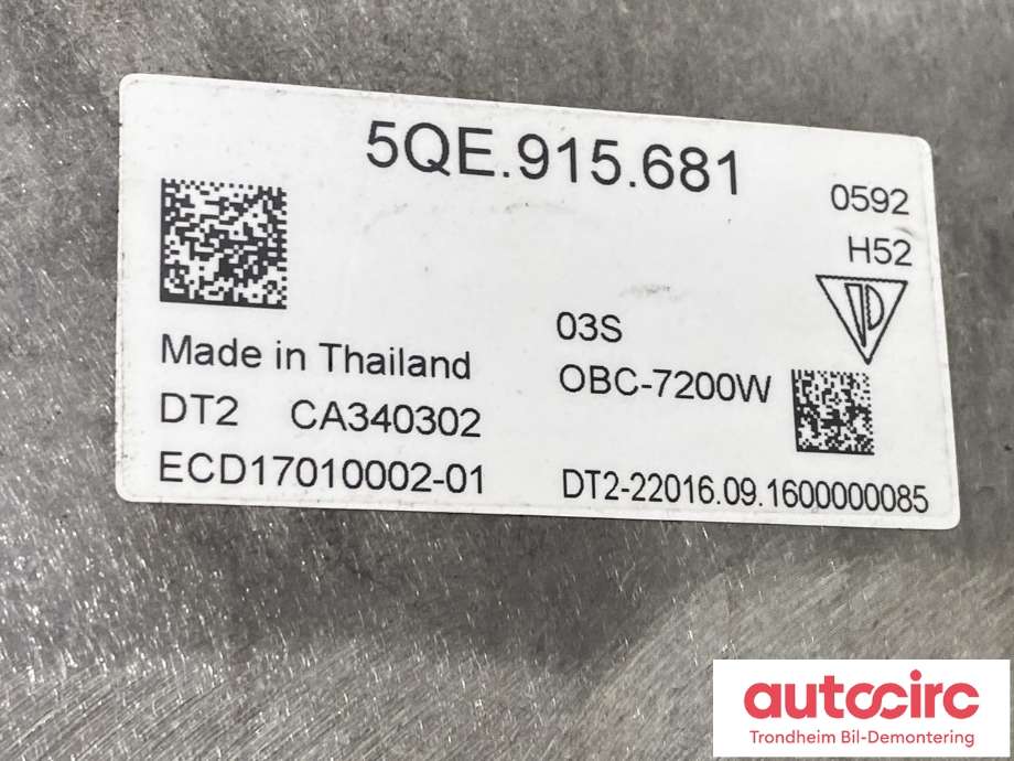 Batterilader (OBC - On Board Charger) til Porsche Cayenne 2010-2017 (92A) (92A) (..|95861268100|5QE 915 681|)