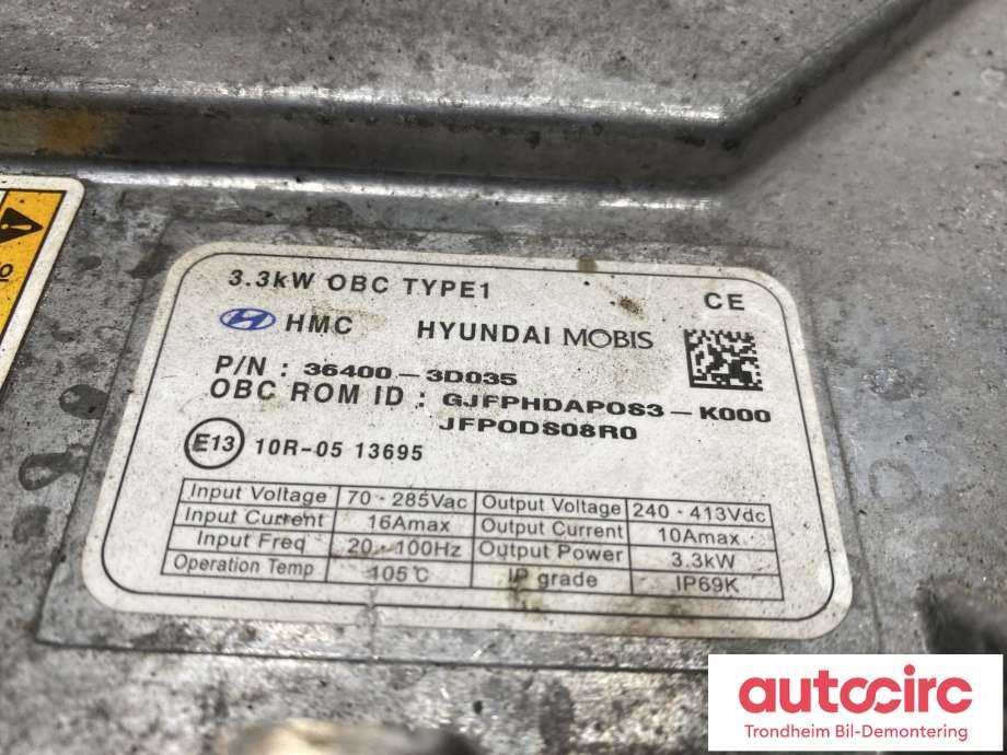 Batterilader (OBC - On Board Charger) til Kia Optima 2014-2017  (MOBIS|364003D035|)