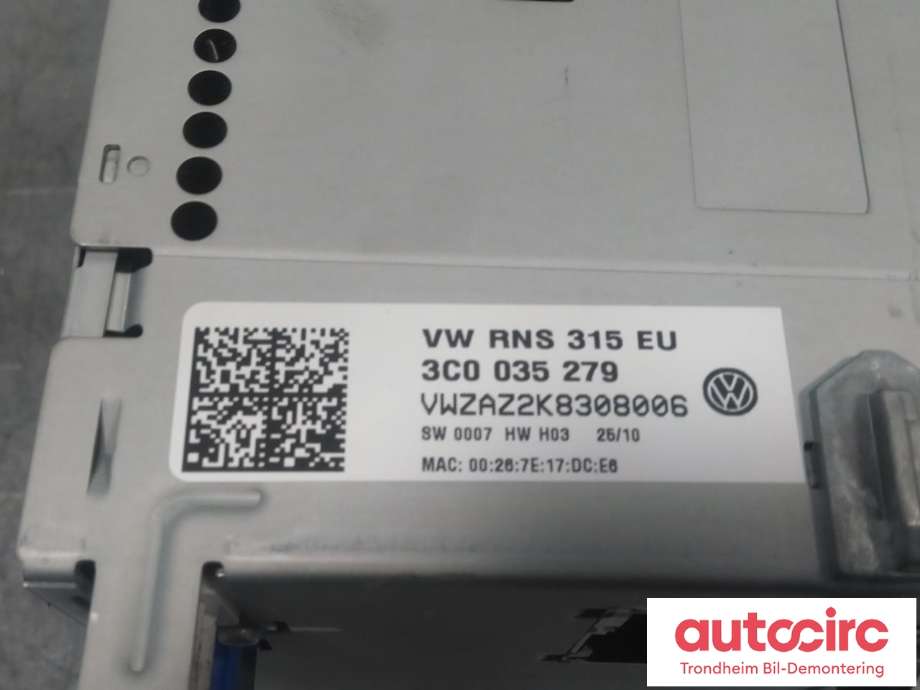 Bilstereo navigasjon til VW Transporter / Caravelle 2009-2015 (Fase 2) (T5) (T5) (VW-AG|3C0035279|3C0035279X|)