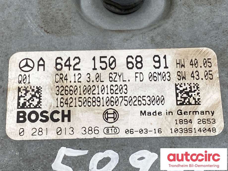 Styreenhet motor til Mercedes R-Klasse 2006-2013 (W251) (W251) (BOSCH|A6421502178| A6421506891|A6421506677| A6421503477|A6421503241| A6421504534| A6421503241| 0 281 013 386)