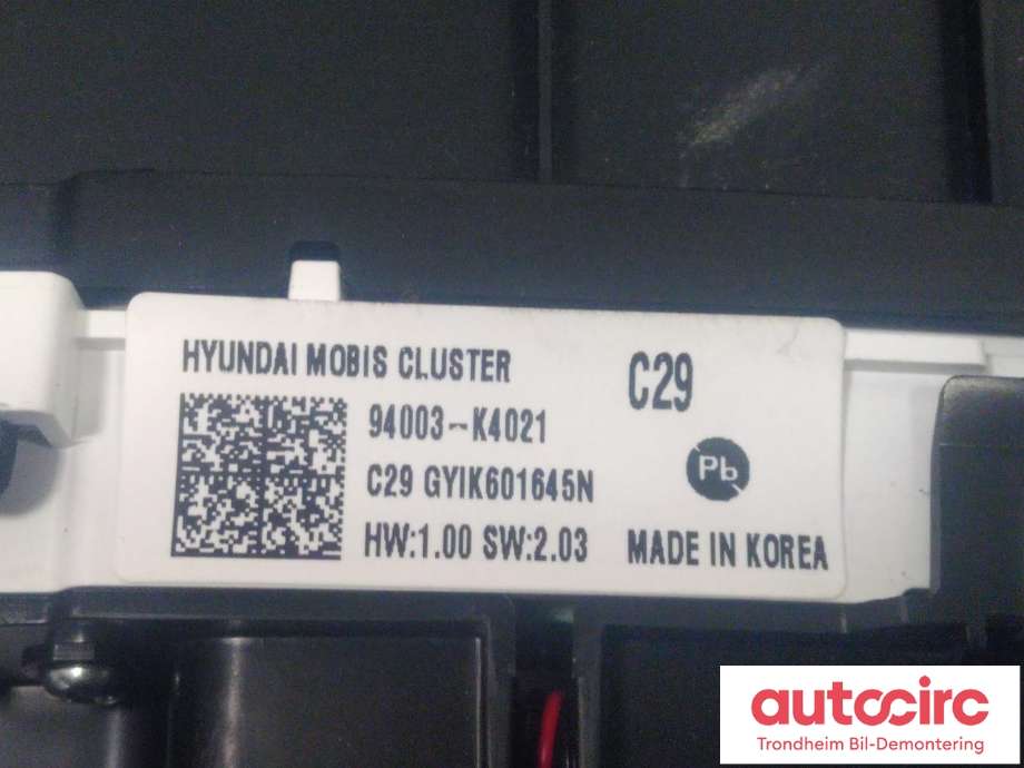 Instrumentpanel til Hyundai Kona 2017-2021 (Type I, Fase 1)  (MOBIS|94003K4021|)