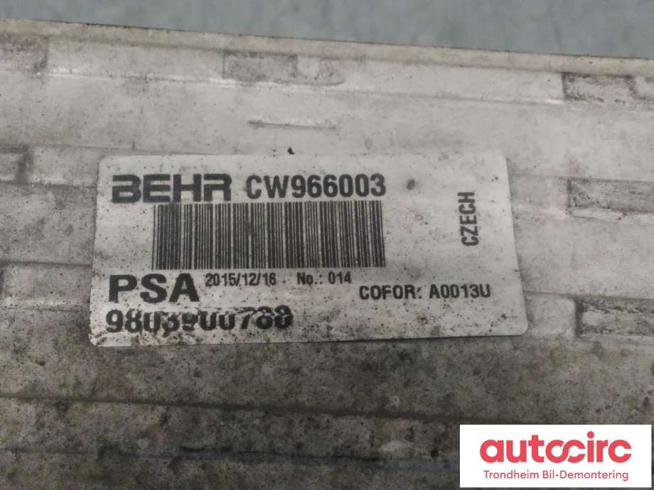 Intercooler til Peugeot 2008 2013-2019 (Type I)  (BEHR|9803900780|CW966003|)