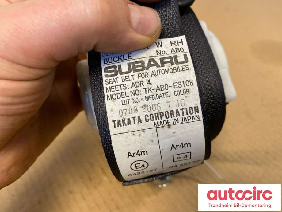 Sikkerhetsbelte bak høyre til Subaru Legacy 2007-2009 (Type IV, Fase 2)  (...|64662AG101JC|)