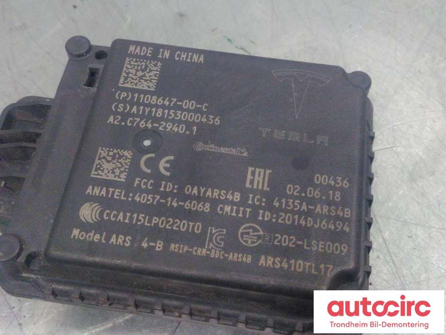 Sensor radar til Tesla Model S 2016-2021 (Fase 2)  (CONTINENTAL|1108647-00-C|)