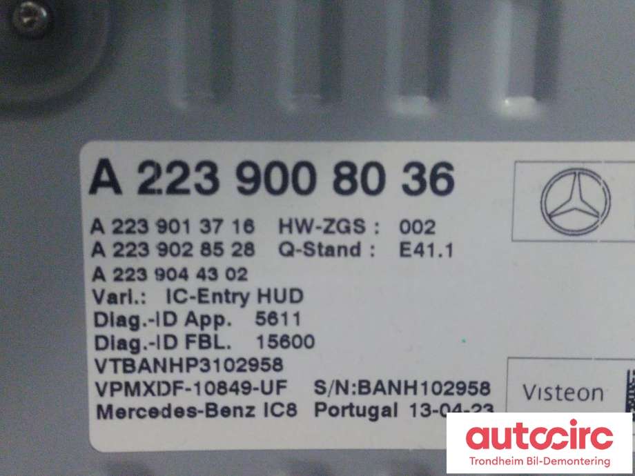 Styreenhet diverse til Mercedes EQS SUV 2022-->> (X296) (X296) (...|A2239008036|A2239008940|)