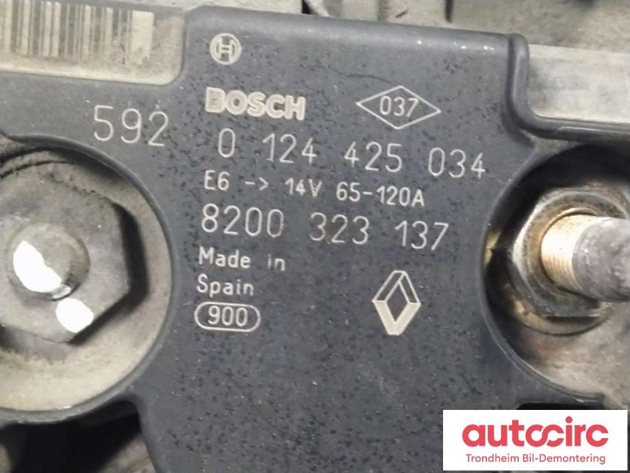 Dynamo til Renault Modus 2006-2008 (BOSCH|8200323137|0124425034|8200660025)