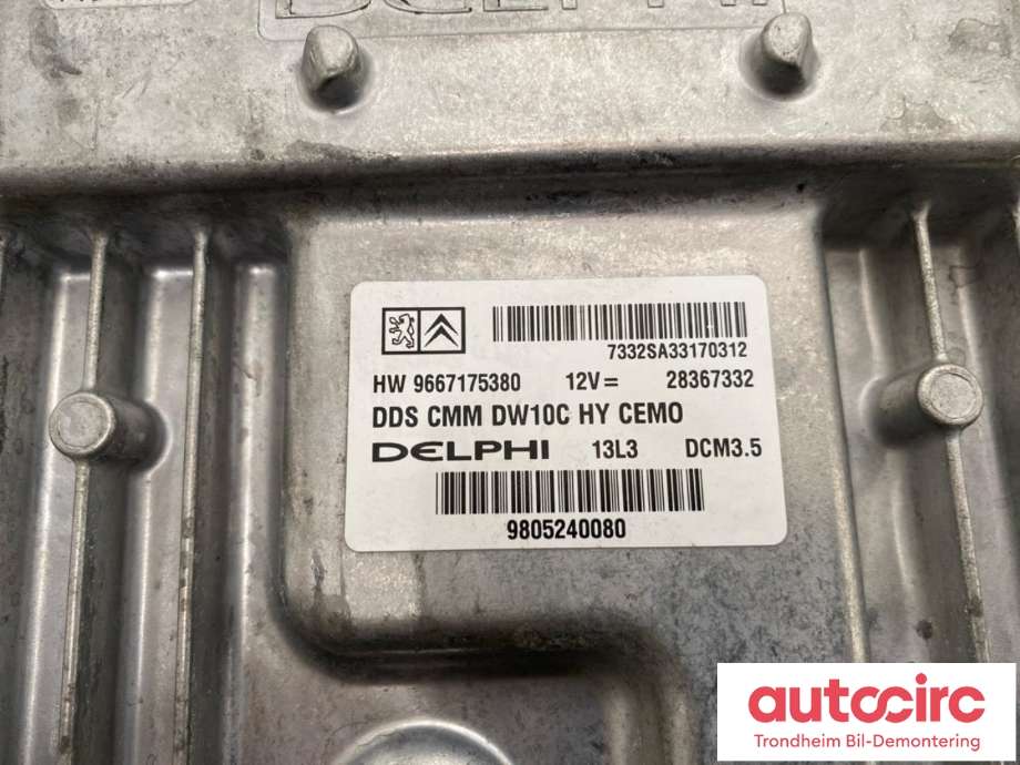 Styreenhet motor til Peugeot 508 2011-2014 (Type I, Fase 1)  (DELPHI|1608066980|1677623280|96667175380)