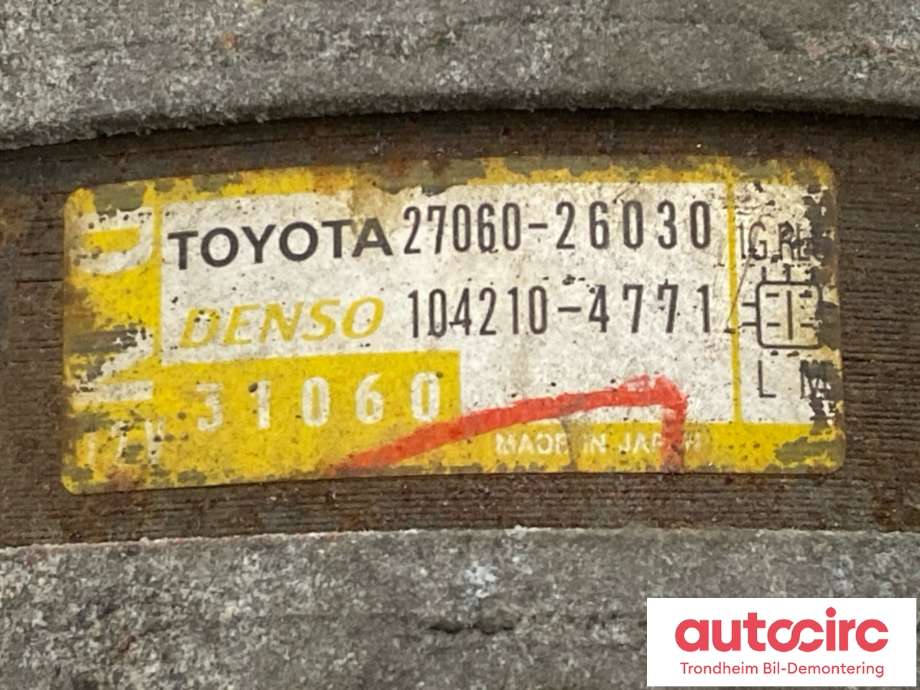 Dynamo diesel til Lexus IS 2006-2013 (Type II) (XE20) (XE20) (DENSO|2706026030|27060-26030|)