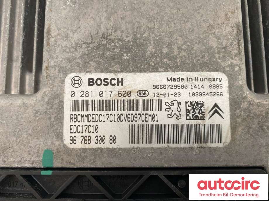Styreenhet motor til Citroën Berlingo 2008-2015 (Type II, Fase 1)  (BOSCH|1606873880|9676830080|0281017600)