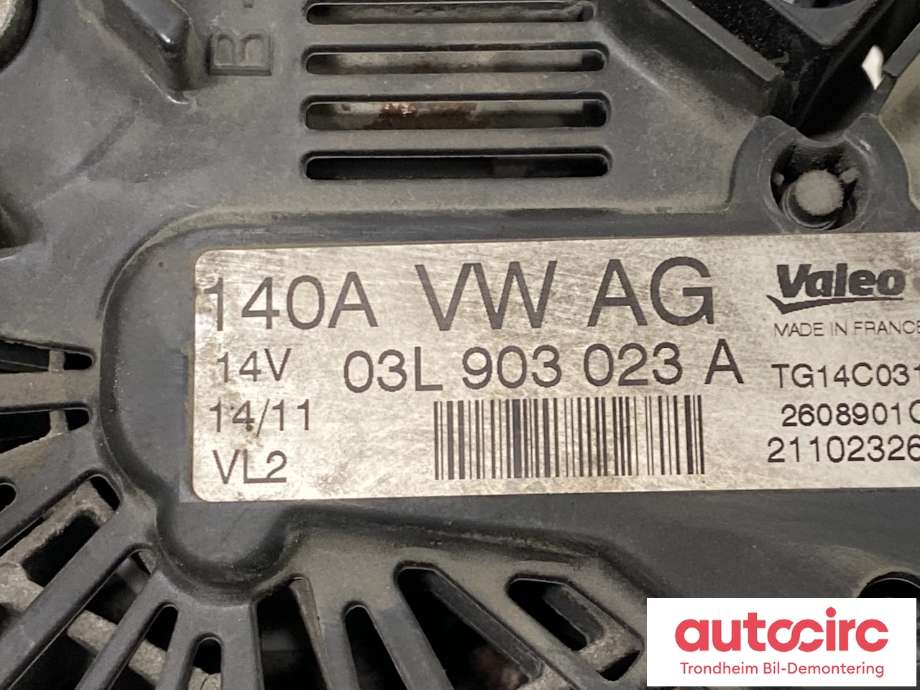 Dynamo diesel til VW Golf VI 2008-2012  (VALEO|03L903023|03L903023A|)