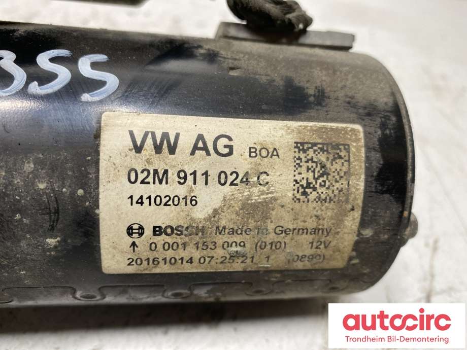 Starter diesel til VW Caddy 2015-2020 (Type III, Fase 3)  (BOSCH|02M911024C|02M911024CX|)